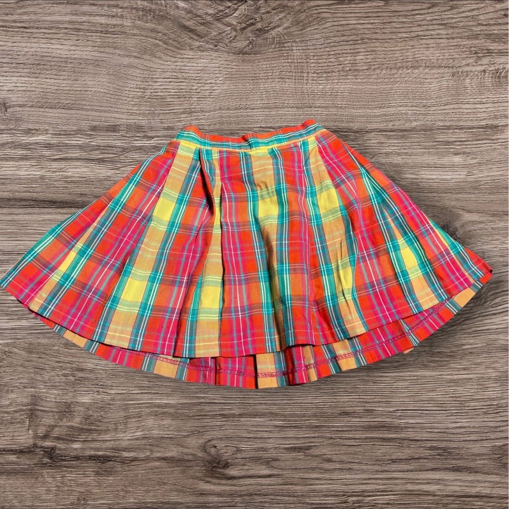 Vintage Gymboree Rainbow Tag Plaid Skirt Girls L Multicolor Pleated